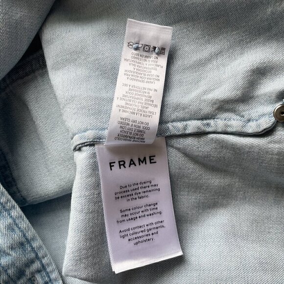 FRAME 70s Studded Denim Shirt Small Light Blue Snap Front Western LWSH1774 - Picture 9 of 10